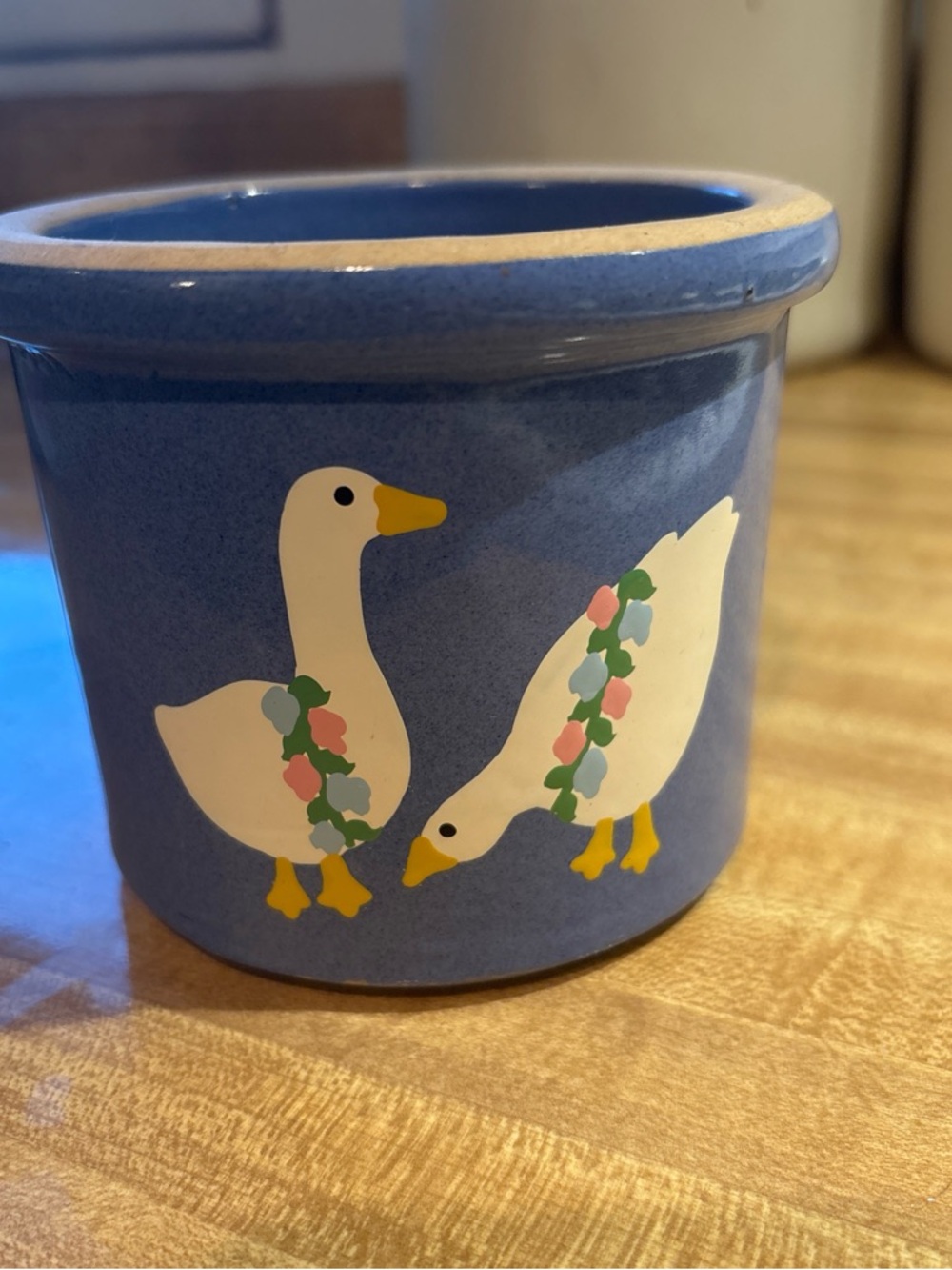 Blue Ceramic Goose Planter Pot
